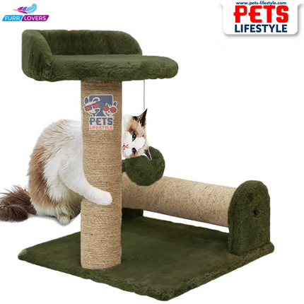 Canine Desk Soft Fur Fabric Activity Dual Jute Rope Scratching Post Cat Tree for Kittens & Cats