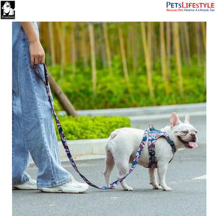 Truelove Multi Handle Floral Leash – Navy Blazer – Premium Control Dog Leash