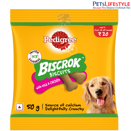 Pedigree Biscrok Dog Biscuit Treats (Above 4 Months), Milk & Chicken Flavour,