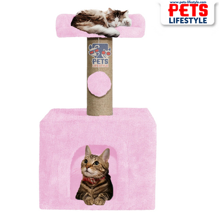 Canine Desk Soft Fur Condo Activity Cat Tree – Sisal/Jute Scratching Post with Hanging Ball