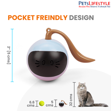 FOFOS WhirliCat Interactive Tumbler Cat Toy – Smart Paw-Activated Self-Moving Toy with AI Obstacle Avoidance, LED Face & Flexible Tail