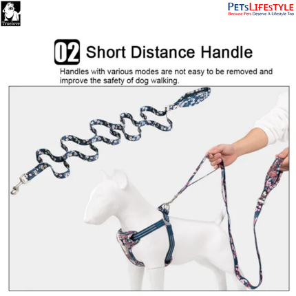 Truelove Multi Handle Floral Leash – Navy Blazer – Premium Control Dog Leash