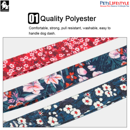 Truelove Multi Handle Floral Leash – Navy Blazer – Premium Control Dog Leash