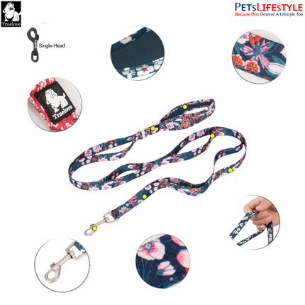 Truelove Multi Handle Floral Leash – Navy Blazer – Premium Control Dog Leash