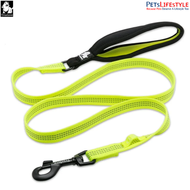 TRUELOVE Nylon Neon Yellow Leash – Neoprene Padded Handle Dog Leash