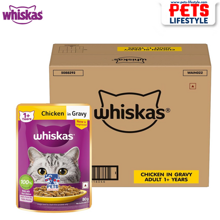 Whiskas Chicken in Gravy Adult Wet Cat Food - 85 g packs