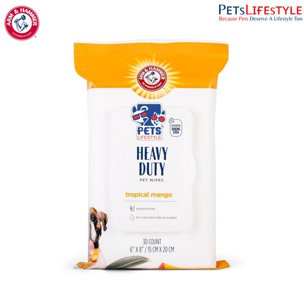 Arm & Hammer Heavy Duty Dog Bath Wipes Mango Scent 30 Count Travel Pack