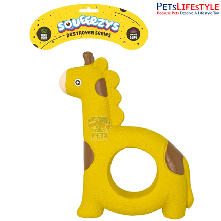 Squeeezys Latex Holey Giraffee Squeaky Dog Toy – Natural Latex Rubber Toy for Dogs Up to 30 kg | PetsLifestyle