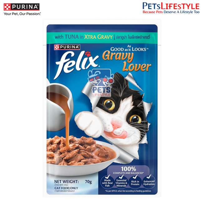 Felix Gravy Lover Tuna Wet Cat Food Pouches 70g