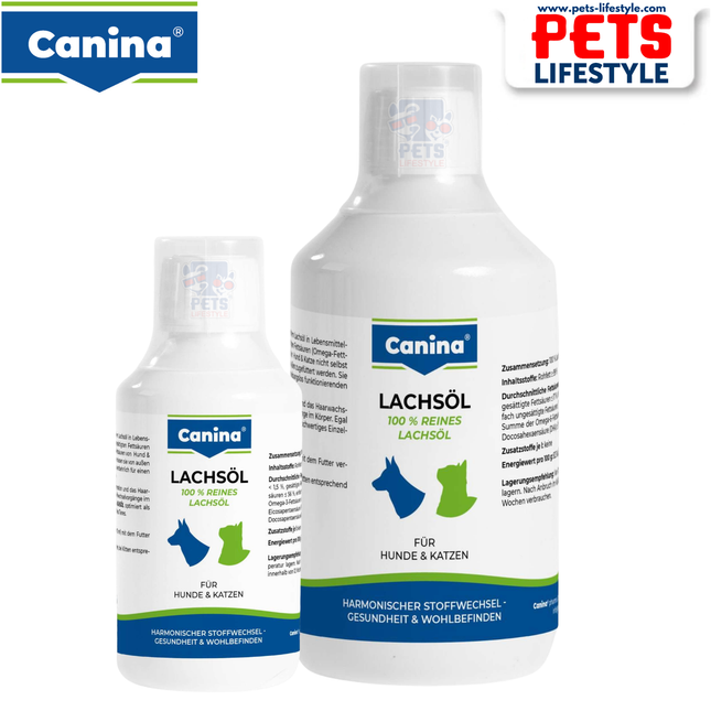 Canina Salmon Oil for Dogs & Cats – 100% Pure Omega Rich Oil for Skin, Coat & Metabolism