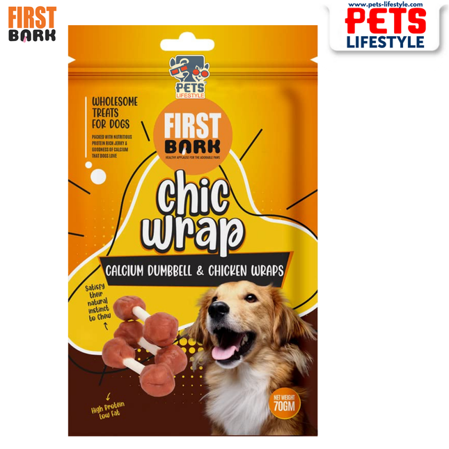 First Bark Chic Wrap Calcium Dumbbell & Chicken Wraps Flavour-70g