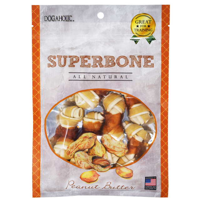 Superbone All Natural Knotted Bone - Peanut Butter-170g