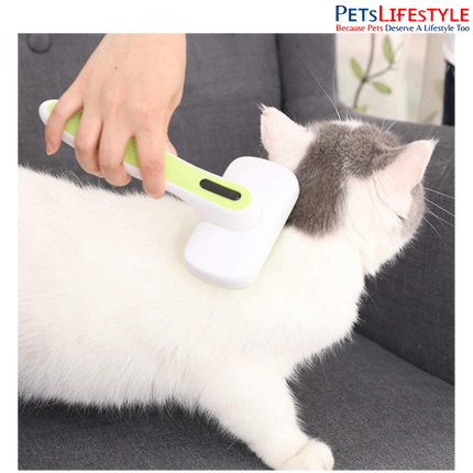 Petaholic Auto-Clean Pet Slicker Brush for Dogs & Cats | Stainless Steel Grooming Brush | One-Click Self-Cleaning | Removes Loose Fur, Mats & Tangles