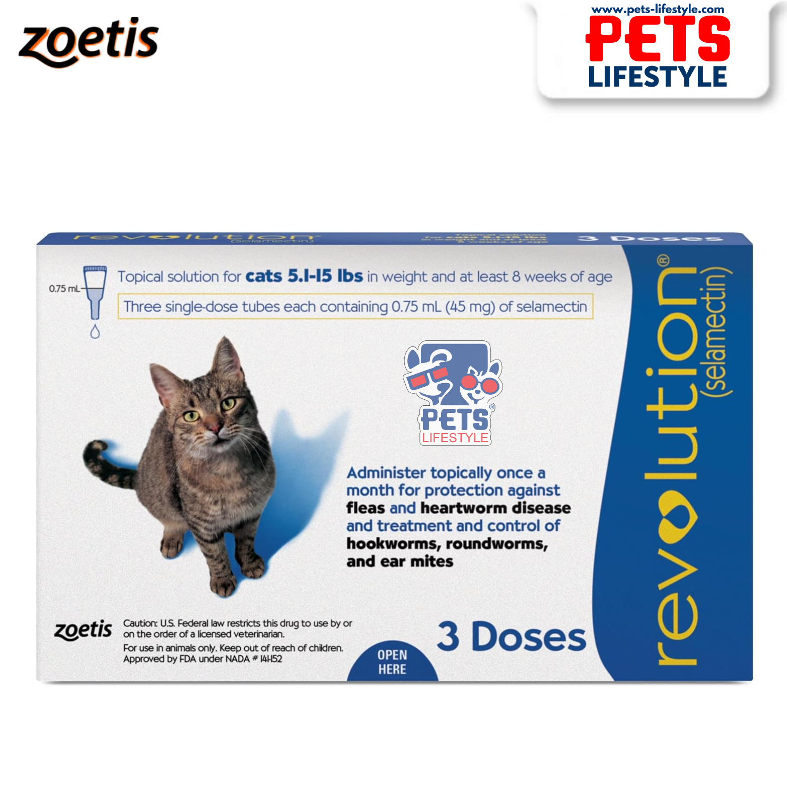 Zoetis Revolution Cat Spot on (complete 5-in-1 parasite protection for cats)