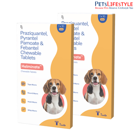 Tineta Helminate Chew Broad Spectrum Deworming Chew for Dogs (Pack of 10 Chews)