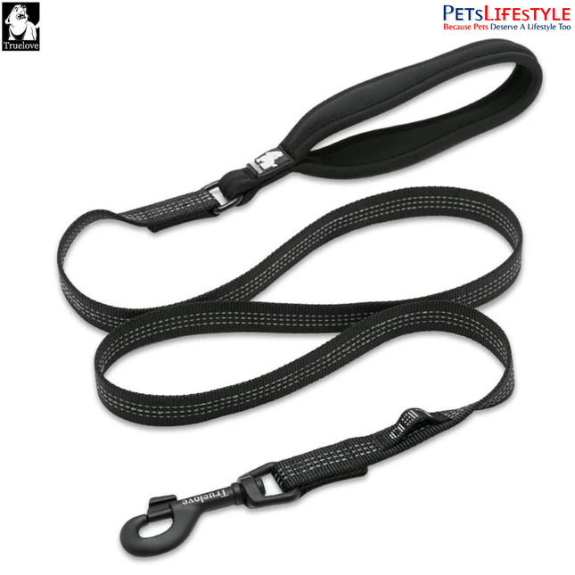 TRUELOVE Nylon Black Leash – Neoprene Padded Handle Dog Leash