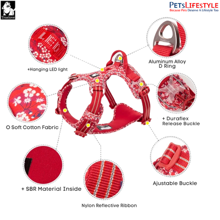 Truelove Adjustable Control Cotton Floral Pet Harness