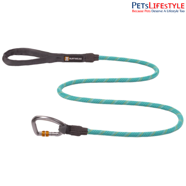 Ruffwear Knot a Leash Dog Leash Aurora Teal | Reflective Climbing Rope Leash with Locking Carabiner