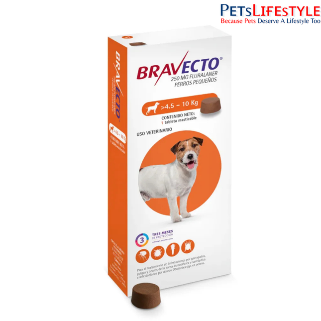 Bravecto Tick & Flea Chewable Tablet For Dogs Weighing 4.5 - 10 kg
