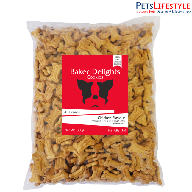 Baked Delights Chicken Flavour Bone Shape Dog Treats (800g)