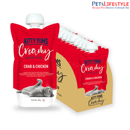 Kitty Yums Creamy Crab & Chicken Treat for Cats 80g