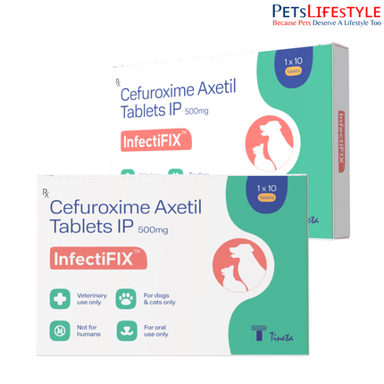 Tineta InfectiFIX Cefuroxime Axetil Tablets for Dogs & Cats (Strip of 10 Tablets)