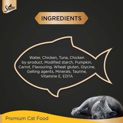 Sheba Rich Premium Tuna Pumpkin & Carrot In Gravy Adult Wet Cat Food - 70 g Packs