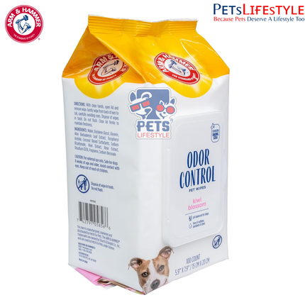 Arm & Hammer for Pets Odor Control Wipes for Dogs – Kiwi Blossom Scent (100 Count)