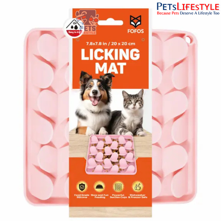 FOFOS Licking Mat Pink – Food-Grade Silicone Slow Feeder & Enrichment Mat for Dogs and Cats