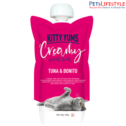 Kitty Yums Lickable Creamy Tuna & Bonito Treat for Cats 80g