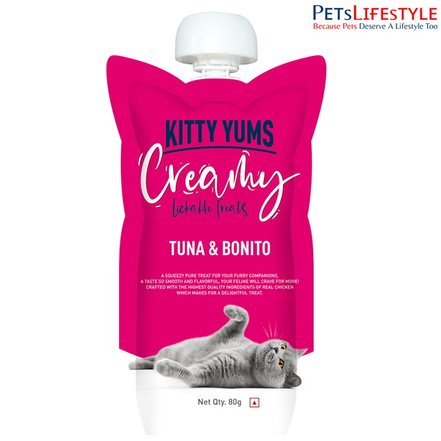 Kitty Yums Lickable Creamy Tuna & Bonito Treat for Cats 80g