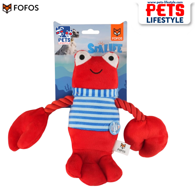 FOFOS Sealife Lobster Plush Dog Toy – Red | Tug & Chew Toy for Small & Medium Dogs
