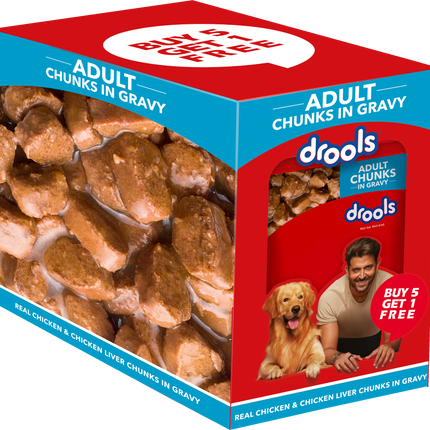 Drools Adult Wet Dog Food Real Chicken & Liver Chunks (6 x 150g)
