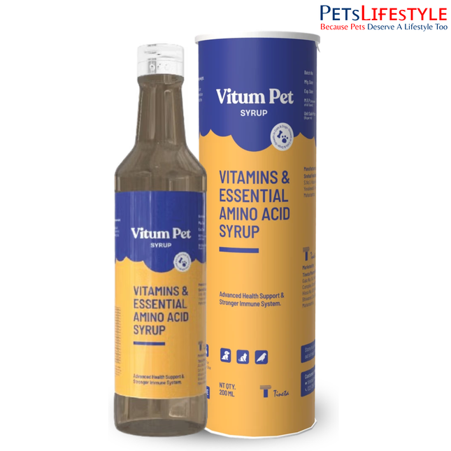 Tineta Vitum Pet Vitamins & Essential Amino Acid Syrup for Dogs, Cats & Birds 200ml