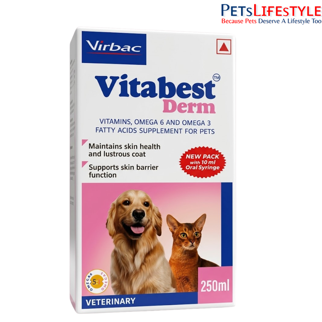 Virbac VITABEST DERM Oral Supplement for Dogs and Cats - 250ml