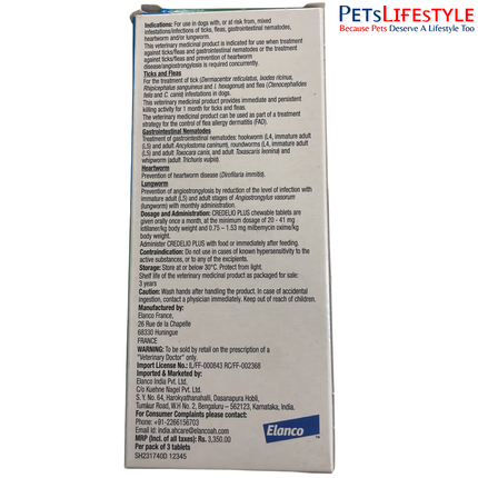 Credelio PLUS 900 mg Chewable Tablets for Dogs 22.0 –45.0 kg | Monthly Tick, Flea, Worm & Heartworm Protection