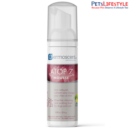 Dermoscent ATOP 7 Mousse Rinse-Free Cleansing Foam for Dogs & Cats – 150ml