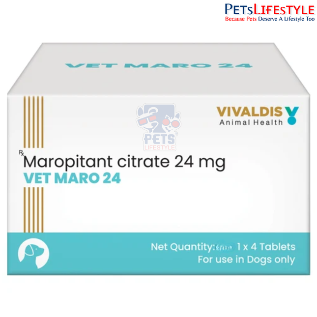Vivaldis Vet Maro 24 mg Tablets for Dogs – Maropitant Citrate Antiemetic (Pack of 4 Tablets)