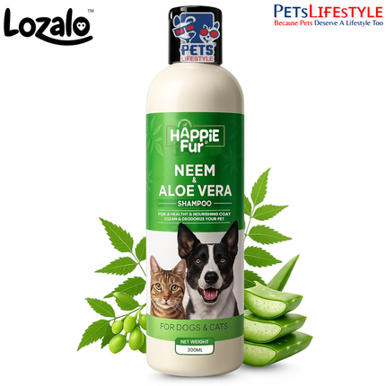 Happie Fur Neem Aloe Pet Shampoo for Dogs & Cats – 300 ml