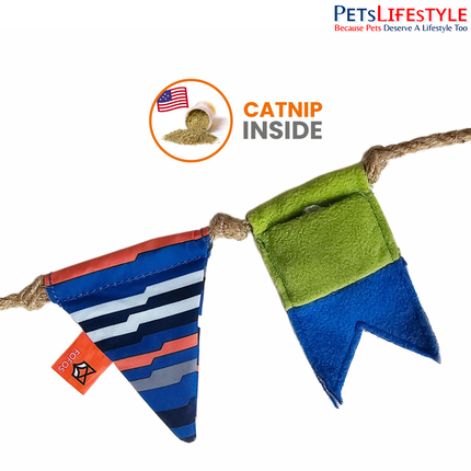 FOFOS S.O.S Flag Cat Teaser Toy – Eco-Friendly Recycled-Bottle Toy with US-Grade Organic Catnip & Natural Jute for Kittens & Cats