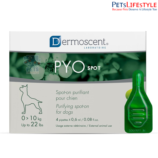 Savavet Dermoscent Pyospot Purifying Spot On for Dogs Between 0 to 10kg (0.6ml x 4 Pipette)