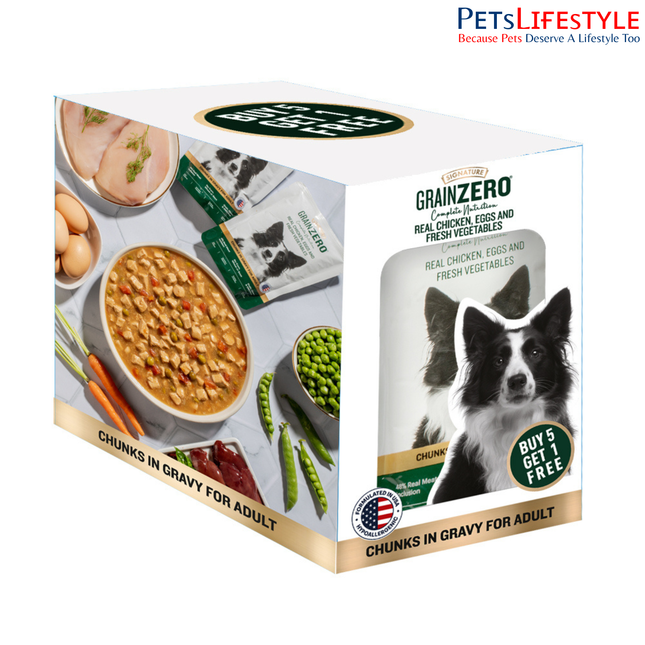 Grain Zero Adult Cat Food Chicken Chunks in Gravy 150g (5+1 Combo Pack) – Complete Nutrition with Real Chicken, Eggs & Fresh Vegetables
