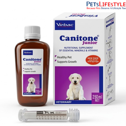 Virbac Canitone Junior Multivitamin Syrup for Dogs and Cats (250ml)