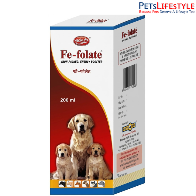 Venky's Fe-Folate Syrup – Hematinic Iron & Folic Acid Supplement for Dogs & Cats