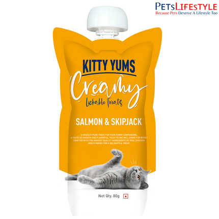 Kitty Yums Creamy Salmon & Skipjack Treat for Cats 80g