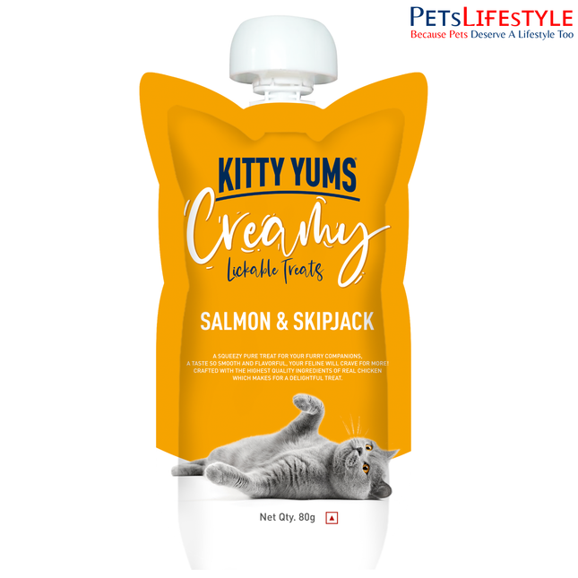 Kitty Yums Creamy Salmon & Skipjack Treat for Cats 80g