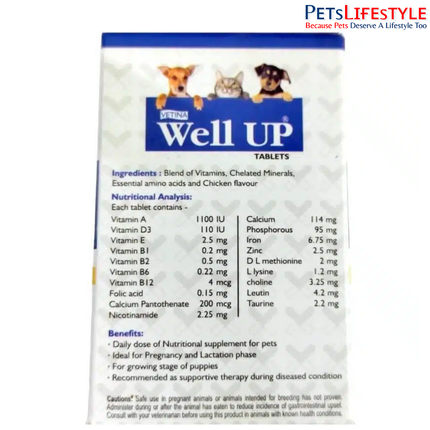 Vetina Well Up Multivitamin and Multimineral Tablets for Dogs and Cats 30 Tablets