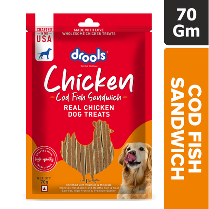 Drools Cod Fish Sandwich Dog Treats 70g
