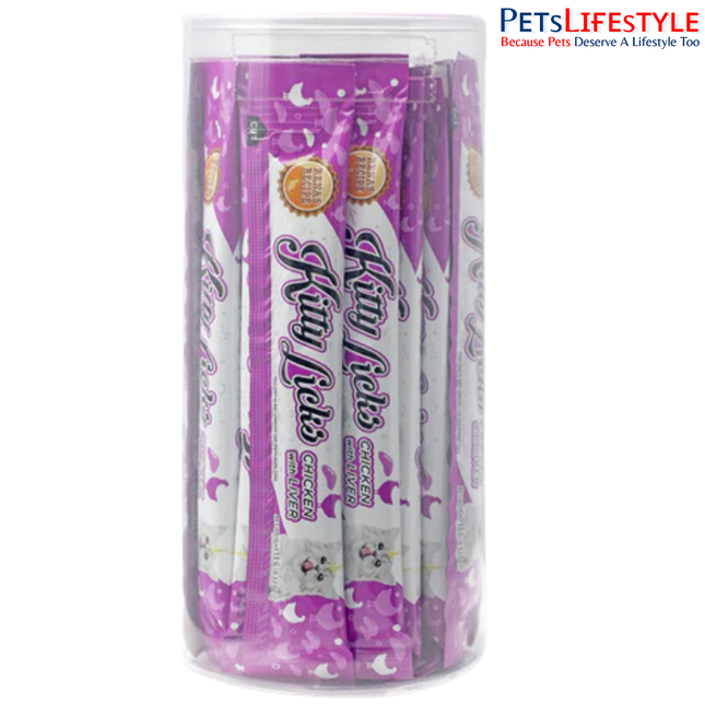 Rena's Kitty Licks Chicken With Liver Kitten Treat Tubes 30 x 15g - Rich Creamy Lickable Treat