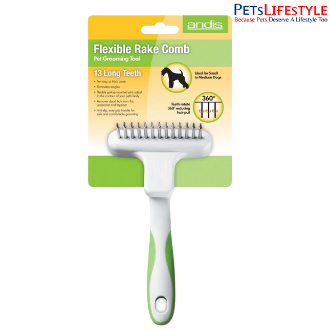 Andis Flexible Rake Comb for Dogs – Lime Green